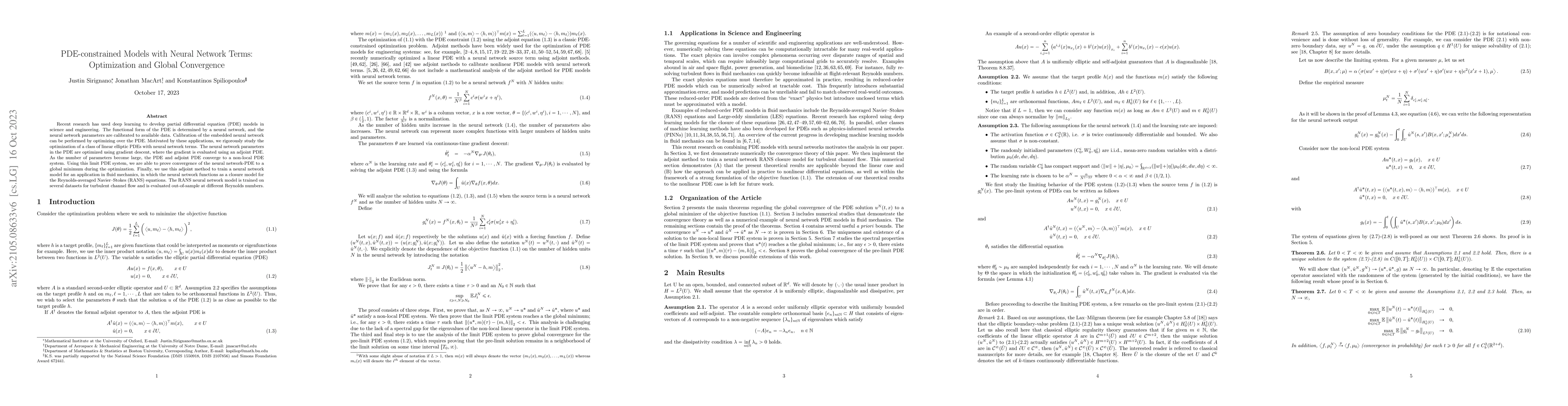 Thumbnail for PDE-constrained Models with Neural Network Terms: Optimization and
  Global Convergence
