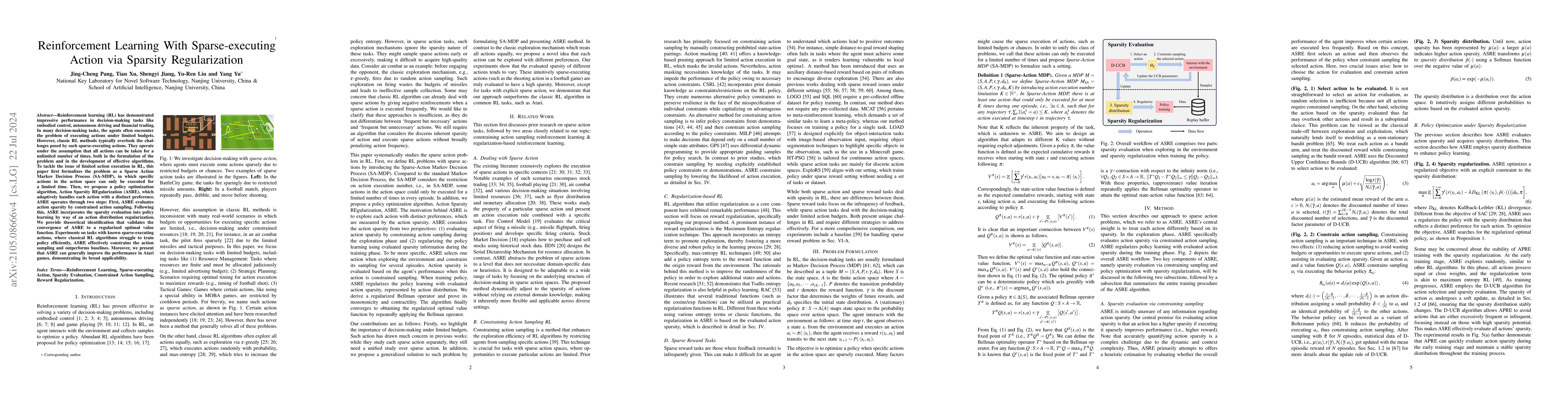 Thumbnail for Reinforcement Learning With Sparse-Executing Actions via Sparsity
  Regularization