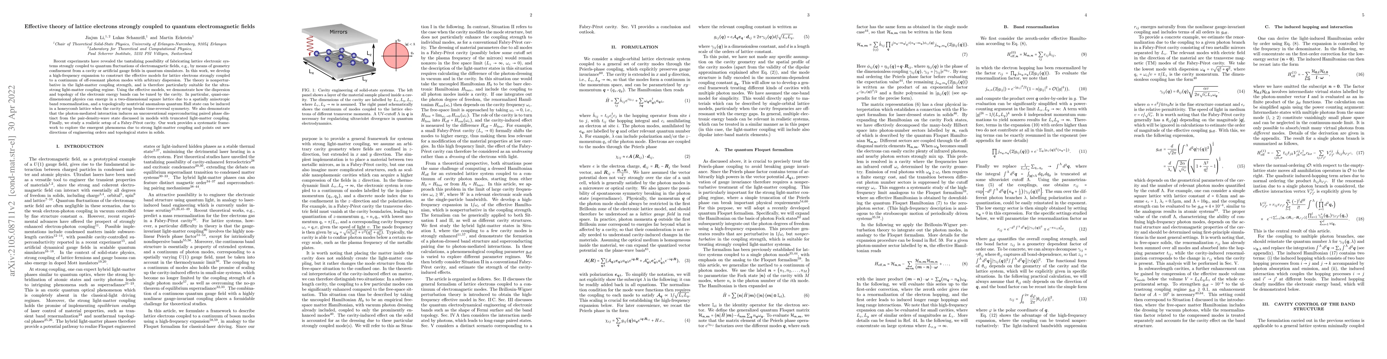 Thumbnail for Effective theory of lattice electrons strongly coupled to quantum
  electromagnetic fields