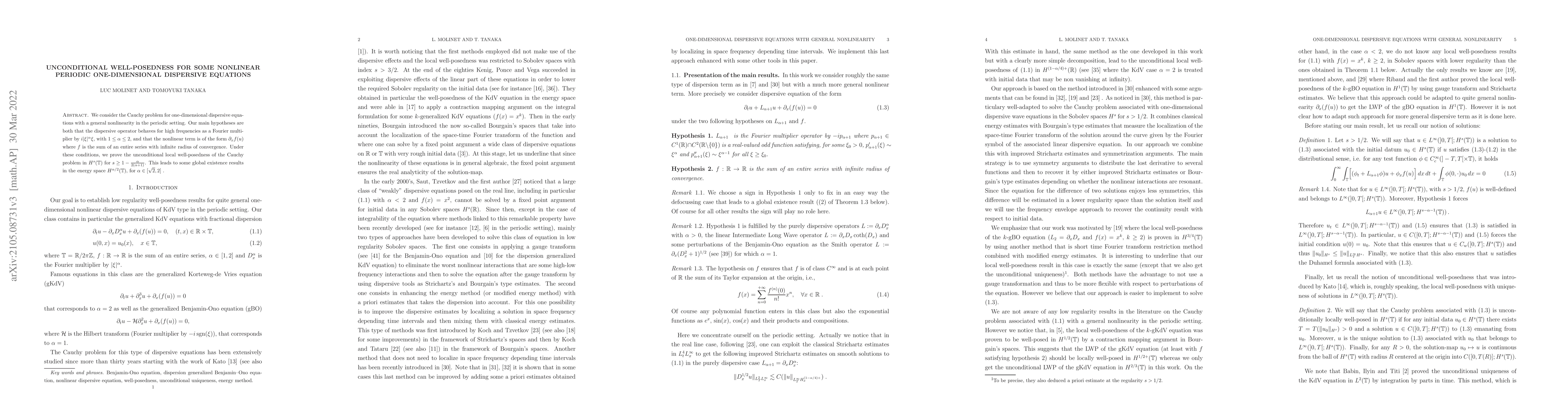 Thumbnail for Unconditional well-posedness for some nonlinear periodic one-dimensional
  dispersive equations