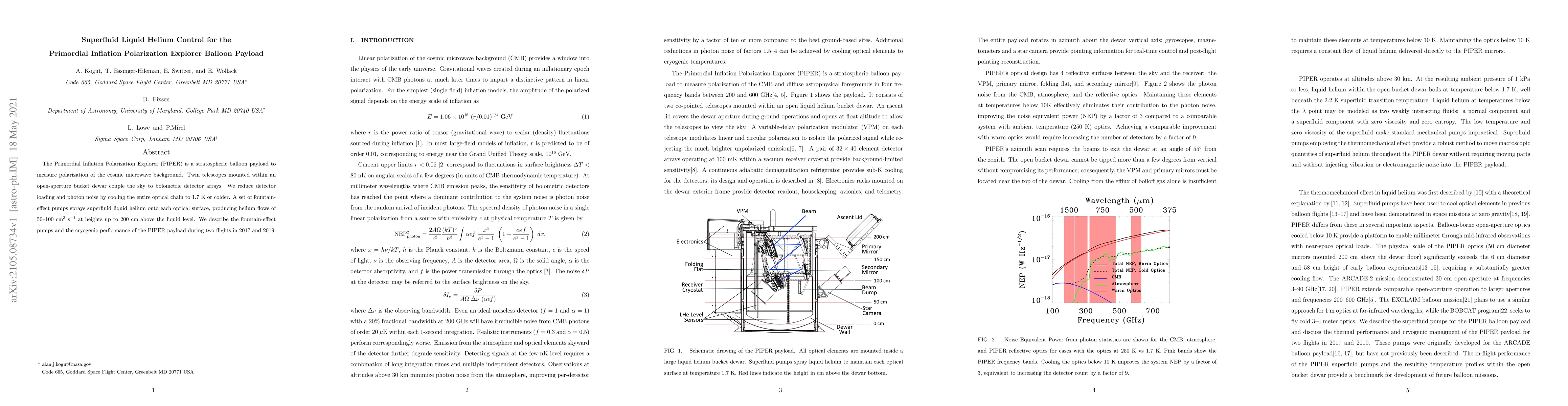 Thumbnail for Superfluid Liquid Helium Control for the Primordial Inflation
  Polarization Explorer Balloon Payload