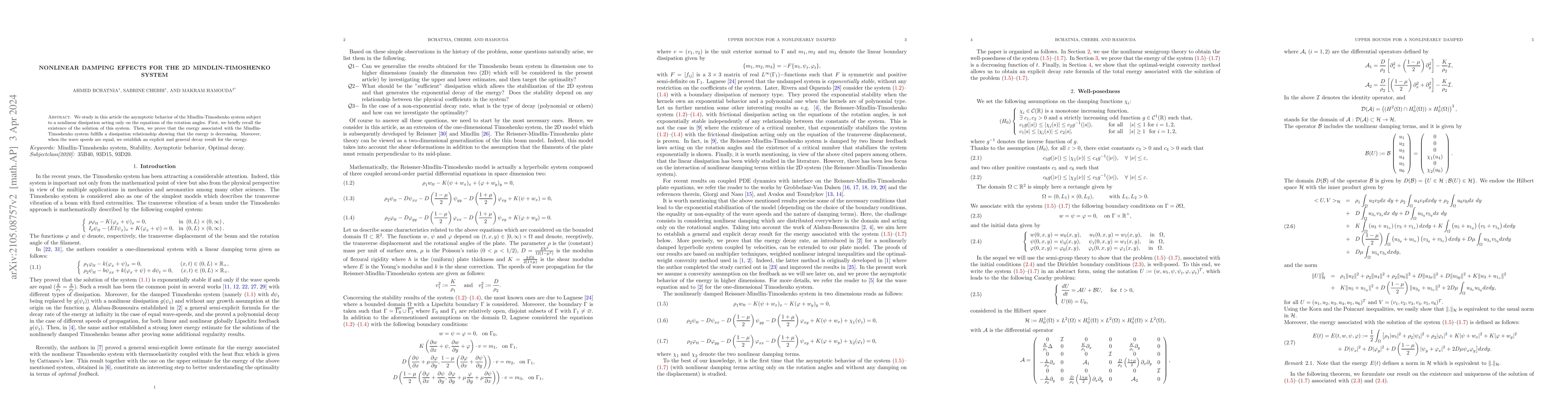 Thumbnail for Nonlinear damping effects for the 2D Mindlin-Timoshenko system
