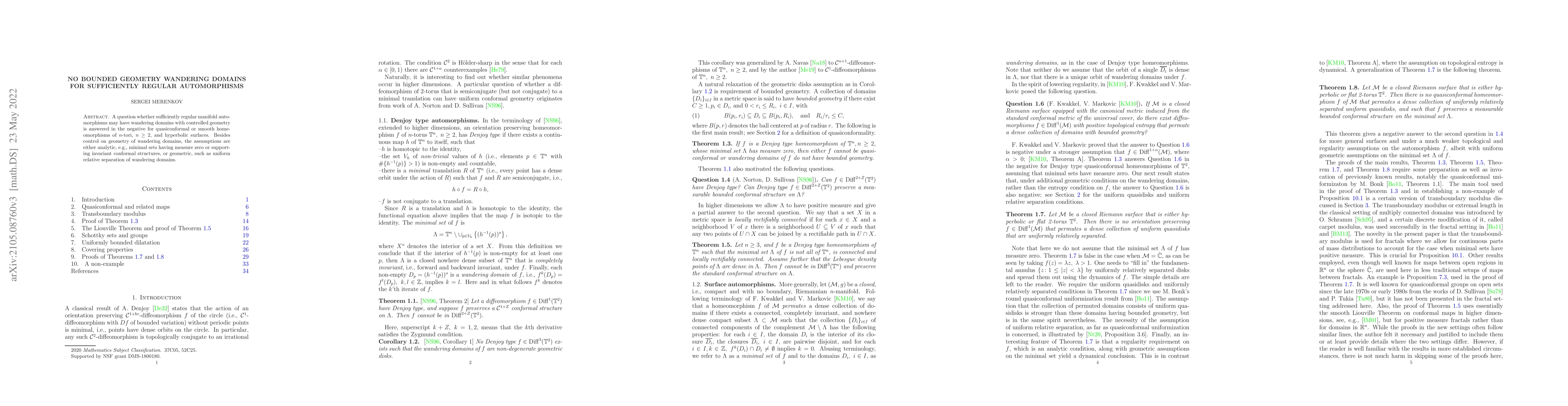 Thumbnail for No bounded geometry wandering domains for sufficiently regular
  automorphisms