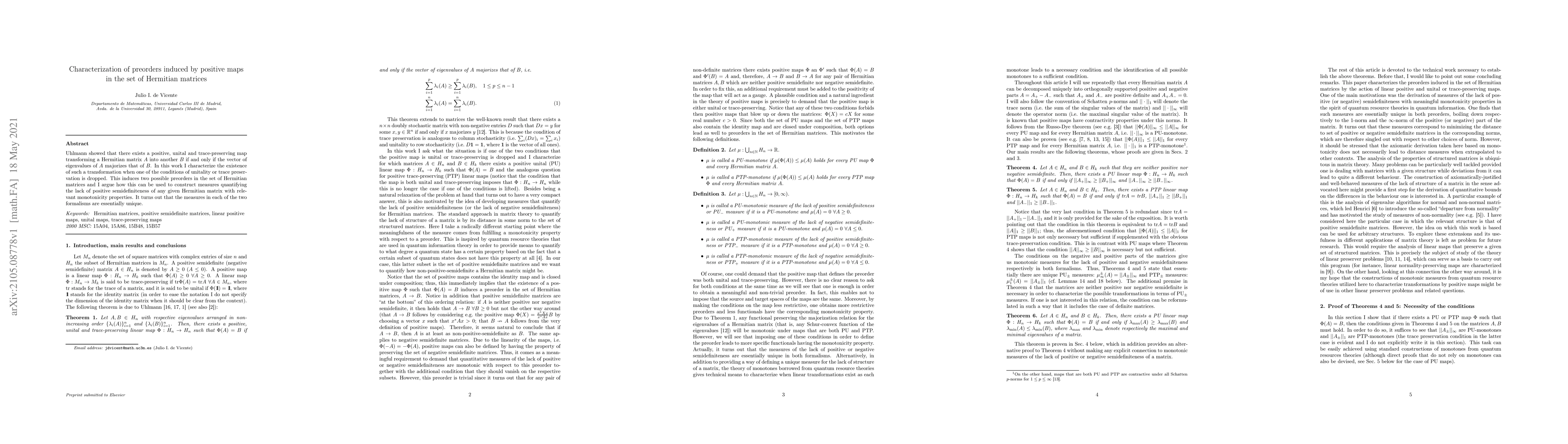 Thumbnail for Characterization of preorders induced by positive maps in the set of
  Hermitian matrices