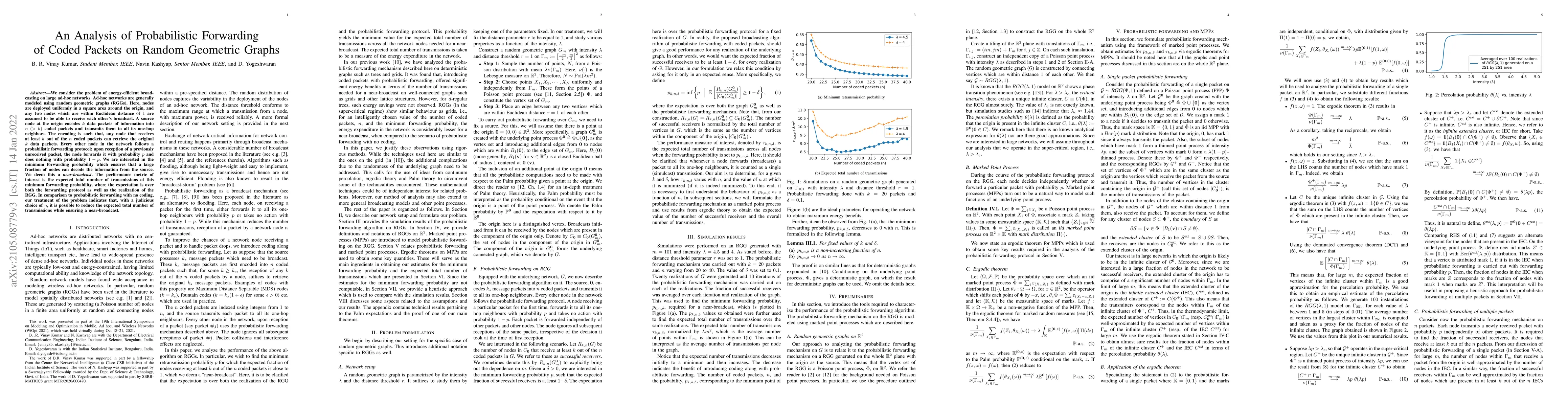 Thumbnail for An Analysis of Probabilistic Forwarding of Coded Packets on Random
  Geometric Graphs
