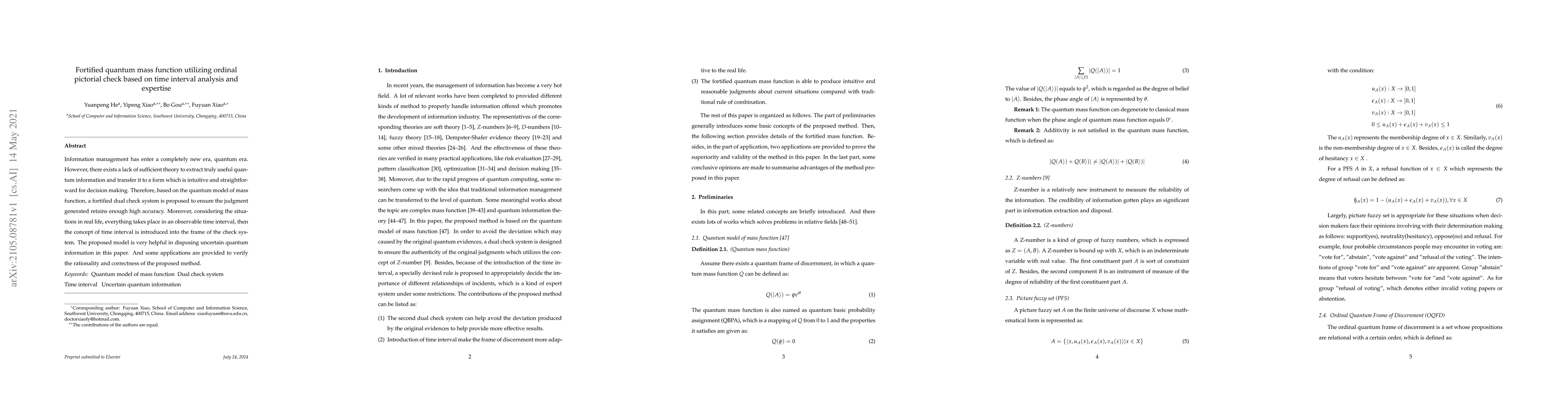 Thumbnail for Fortified quantum mass function utilizing ordinal pictorial check based
  on time interval analysis and expertise