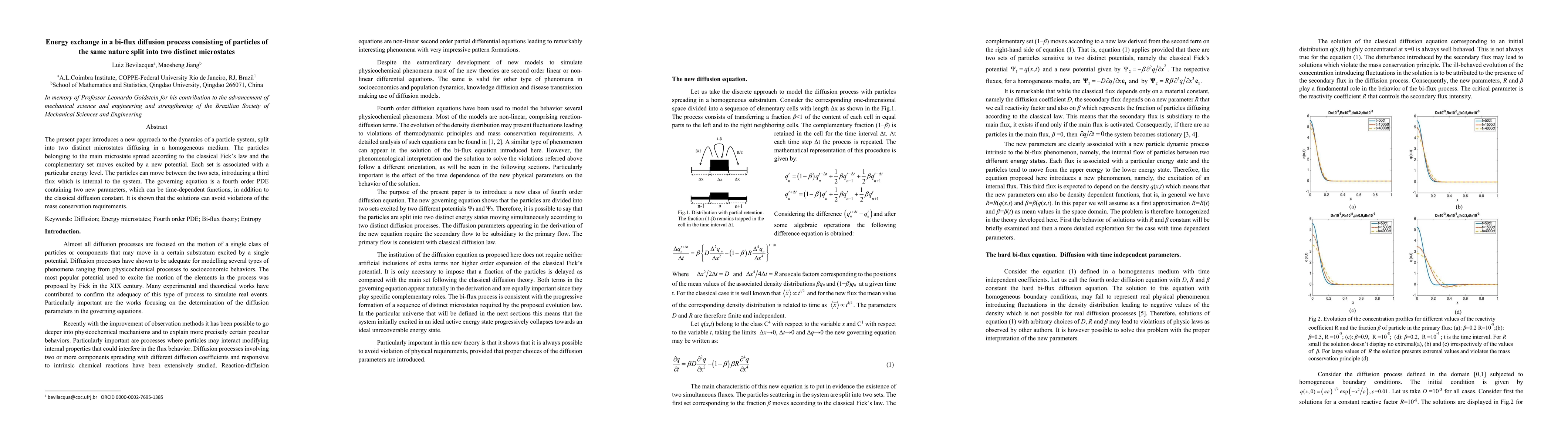 Thumbnail for Energy exchange in a dual flow diffusion process that consists of
  particles of the same nature divided into two different microstates