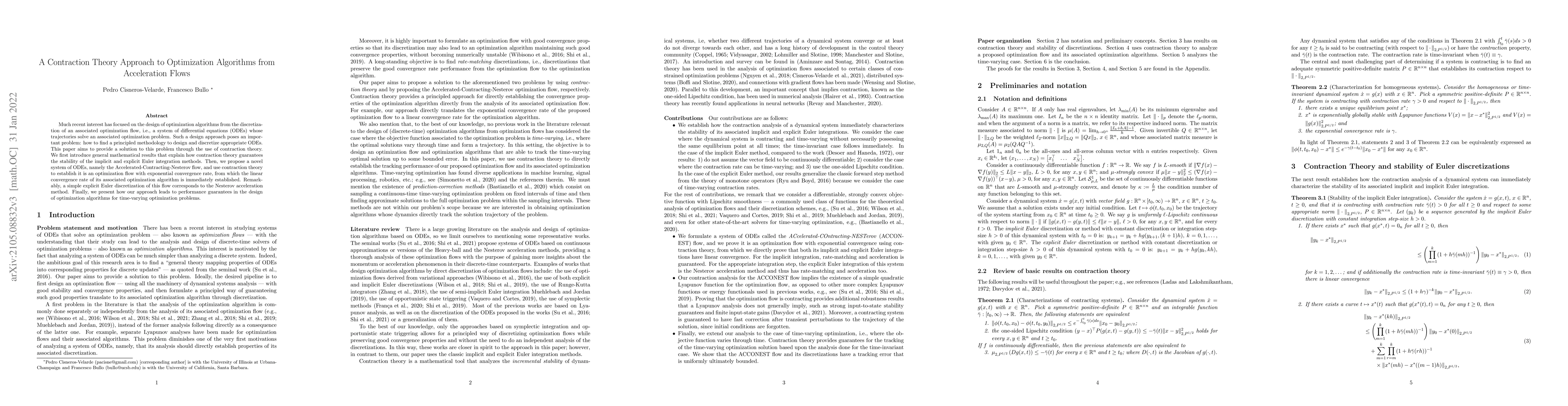 Thumbnail for A Contraction Theory Approach to Optimization Algorithms from
  Acceleration Flows
