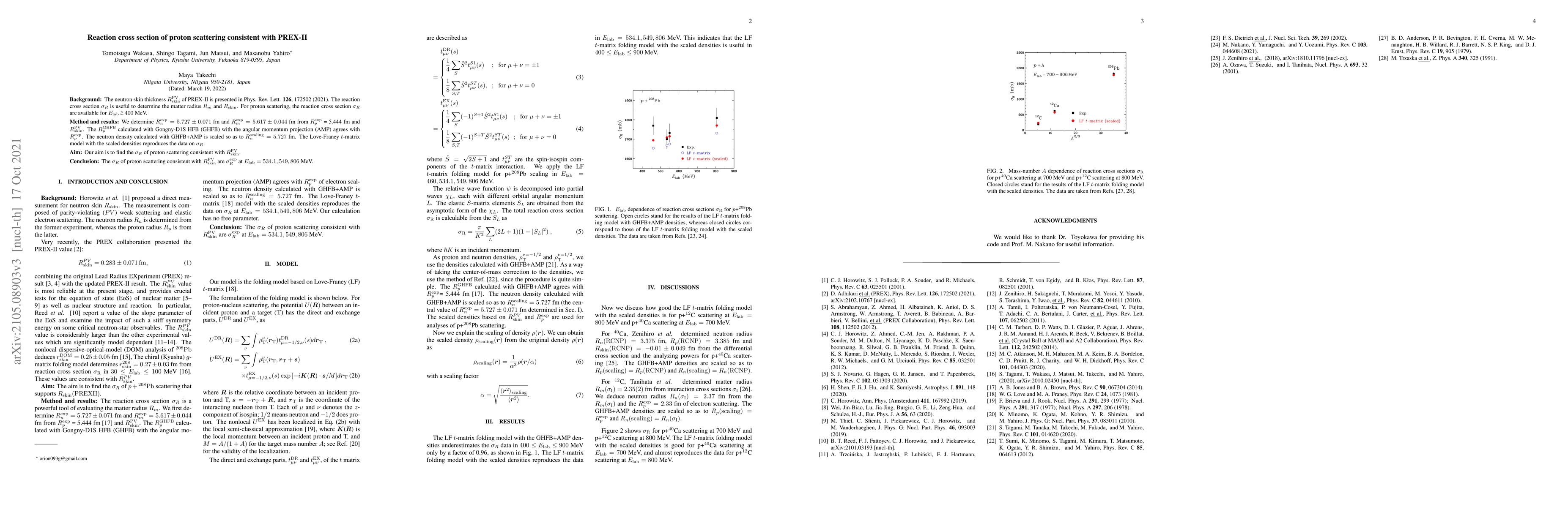 Thumbnail for Reaction cross section of proton scattering consistent with PREX-II
