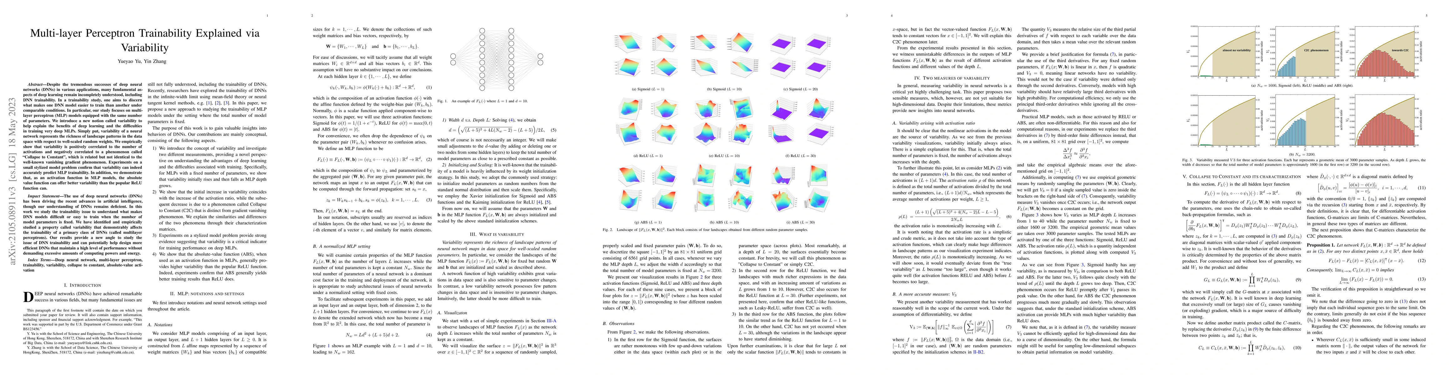 Thumbnail for Multi-layer Perceptron Trainability Explained via Variability