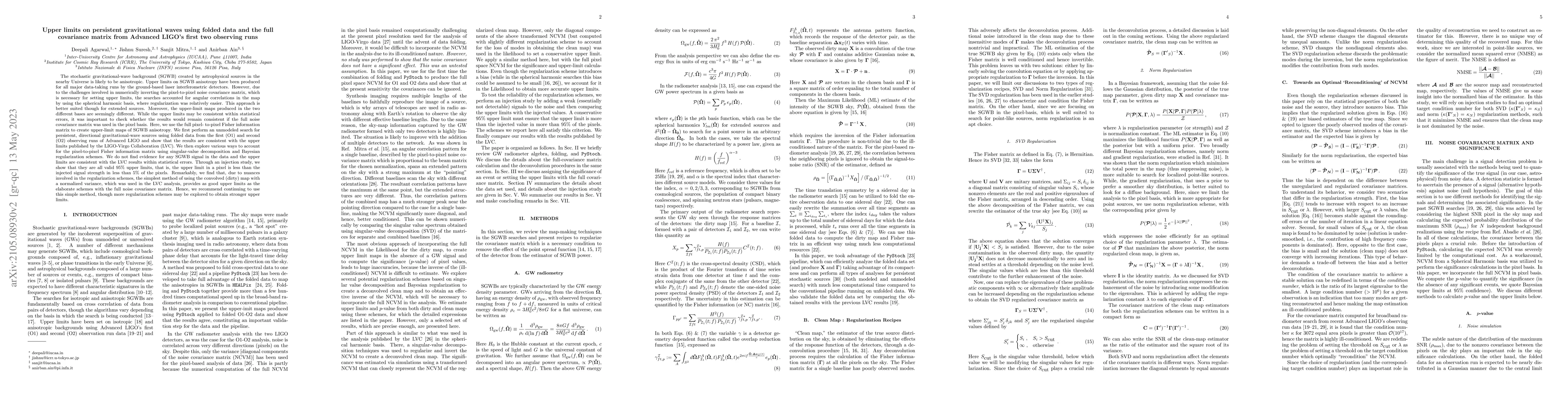 Thumbnail for Upper limits on persistent gravitational waves using folded data and the
  full covariance matrix from Advanced LIGO$'$s first two observing runs