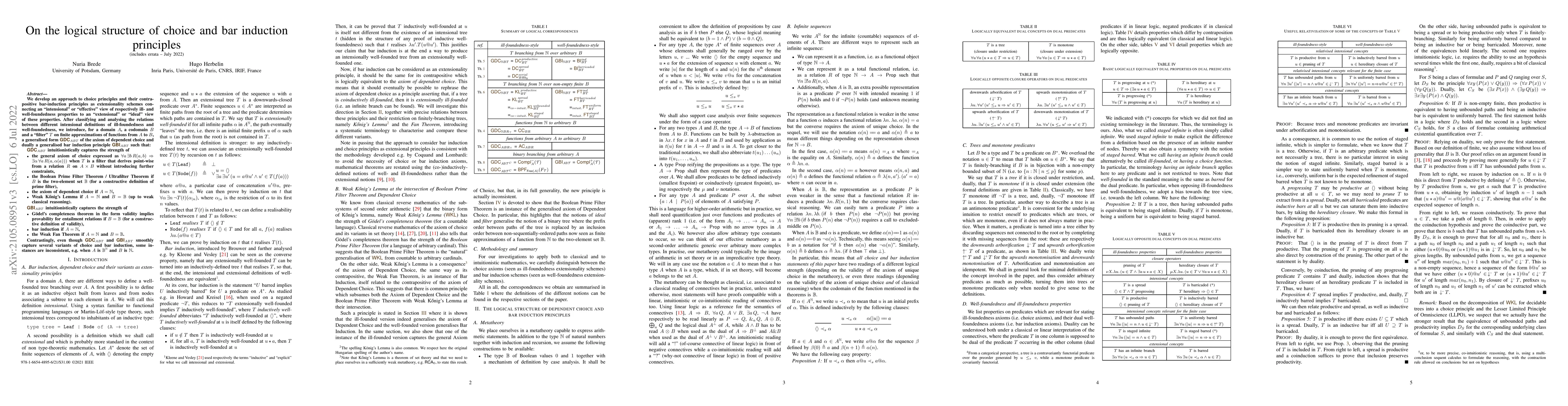 Thumbnail for On the logical structure of choice and bar induction principles