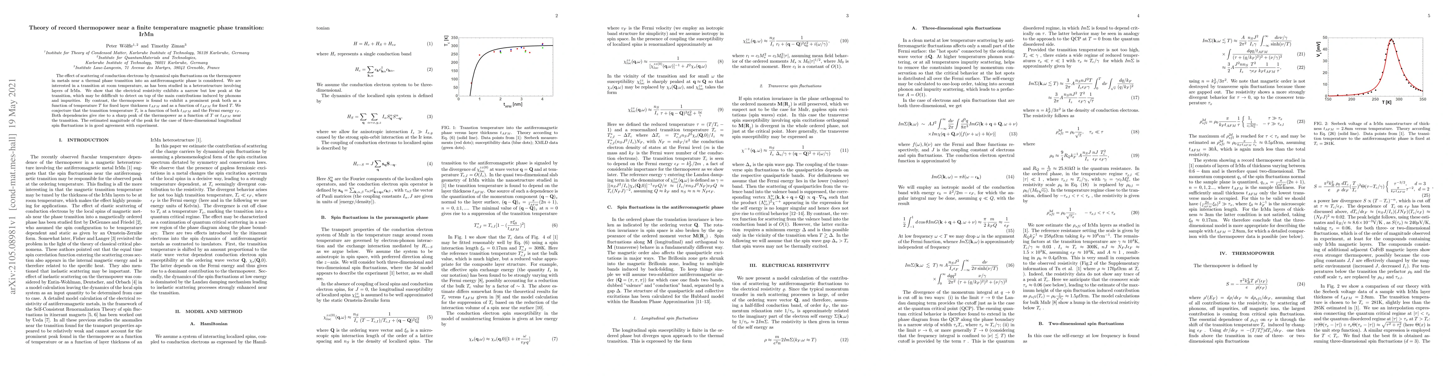 Thumbnail for Theory of record thermopower near a finite temperature magnetic phase
  transition: IrMn