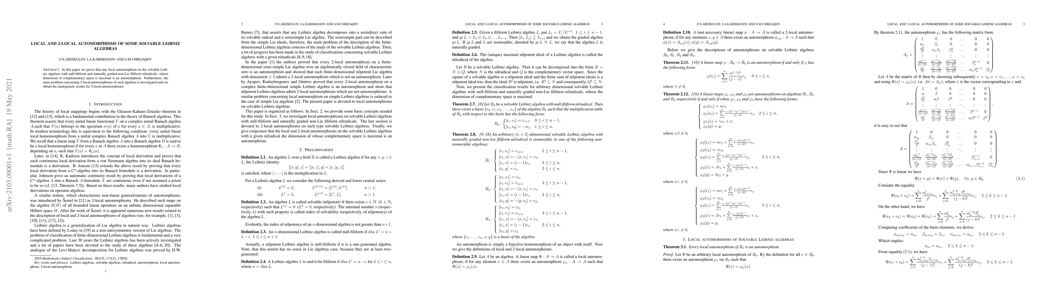 Thumbnail for Local and 2-local automorphisms of some solvable Leibniz algebras