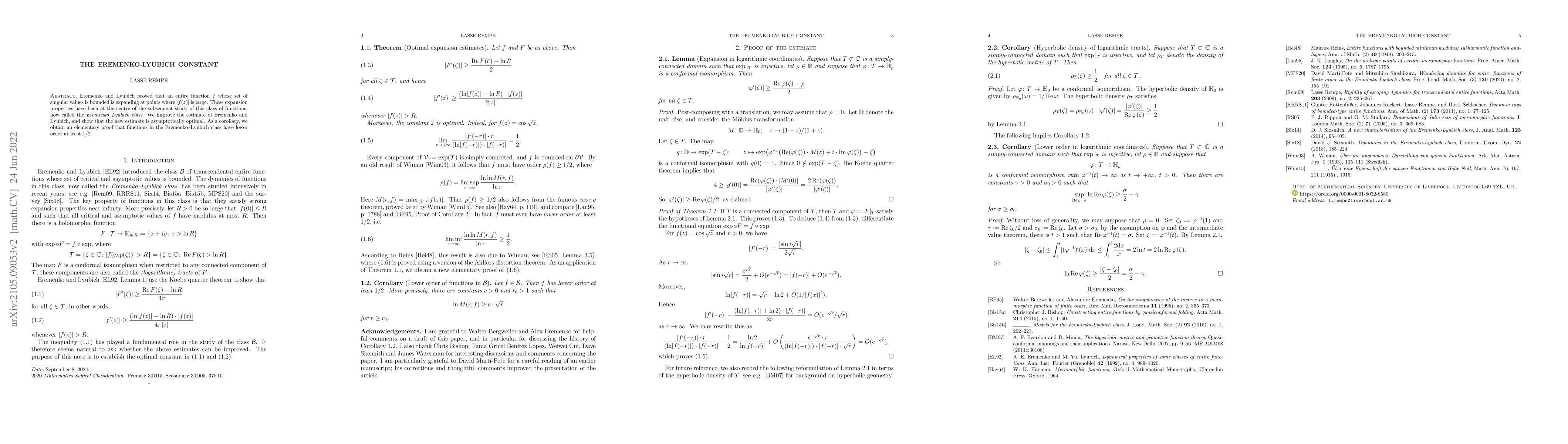 Thumbnail for The Eremenko-Lyubich constant