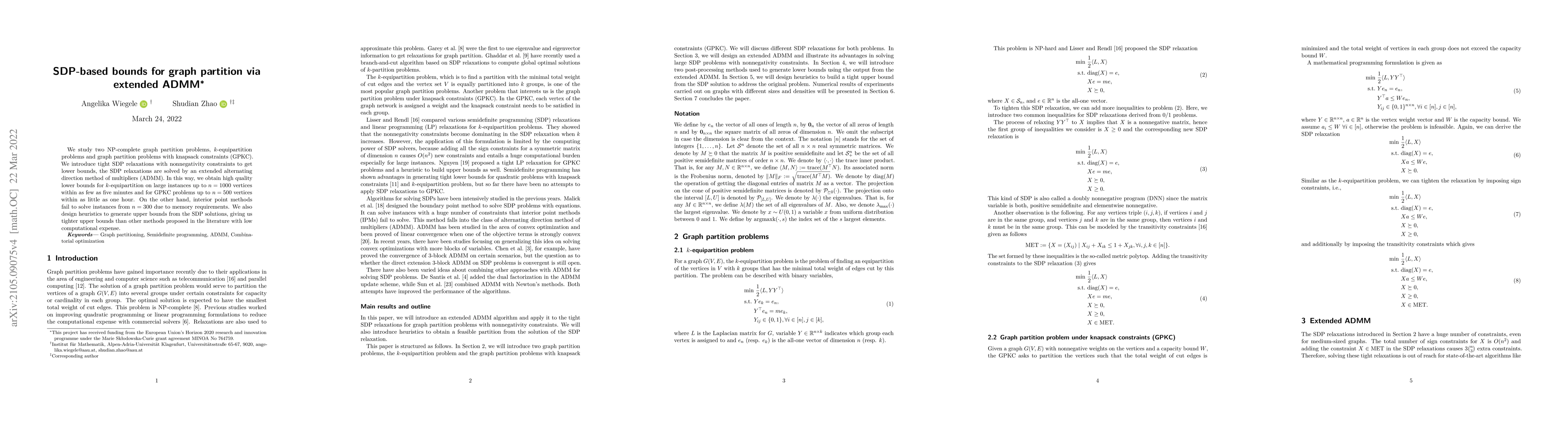 Thumbnail for SDP-based bounds for graph partition via extended ADMM