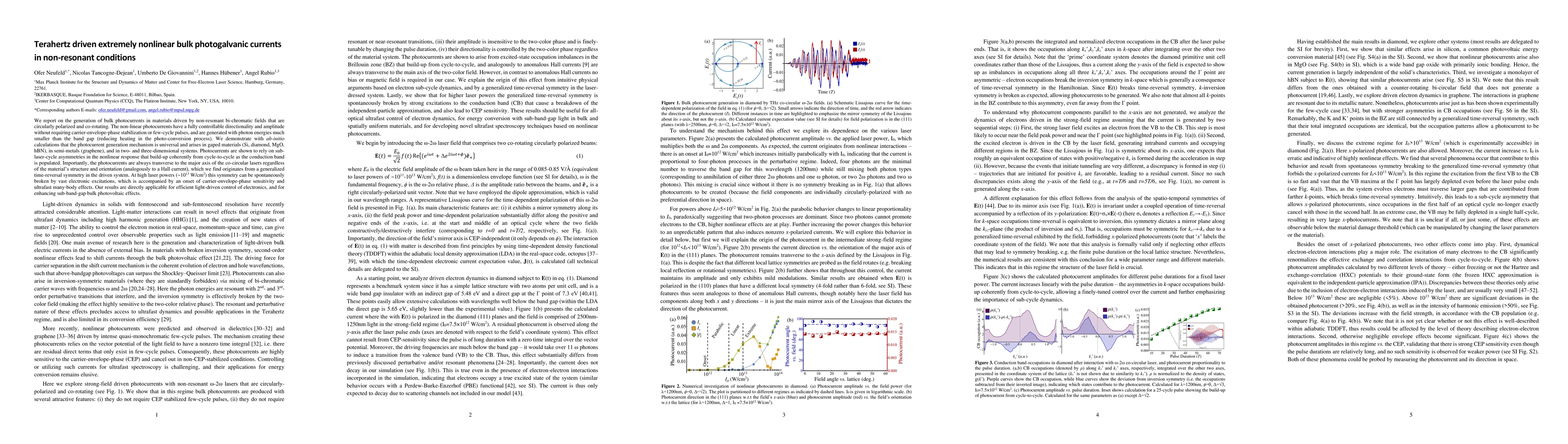 Thumbnail for Terahertz driven extremely nonlinear bulk photogalvanic currents in
  non-resonant conditions