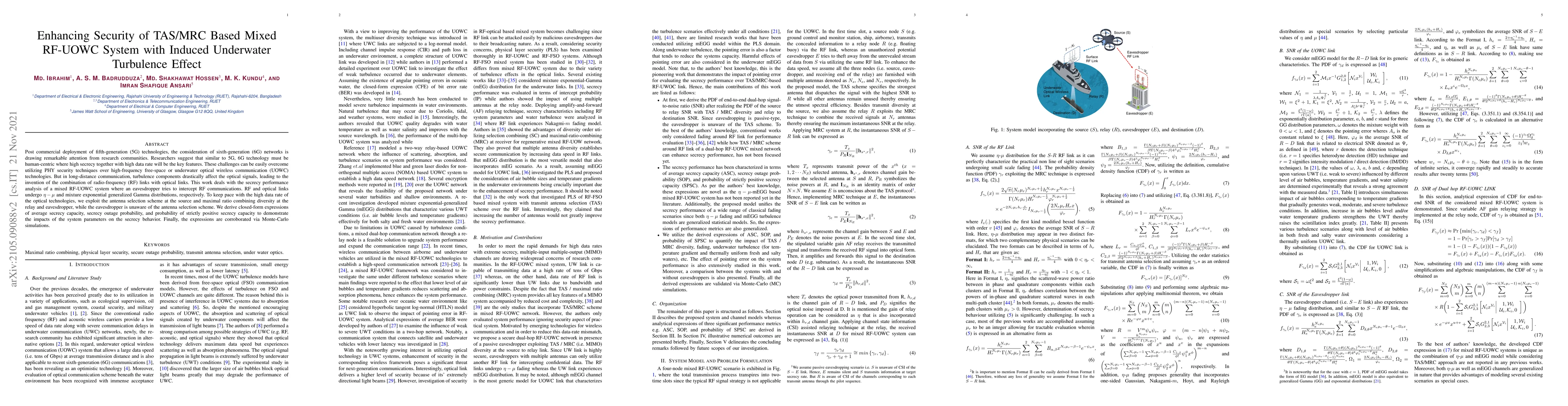 Thumbnail for Enhancing Security of TAS/MRC Based Mixed RF-UOWC System with Induced
  Underwater Turbulence Effect