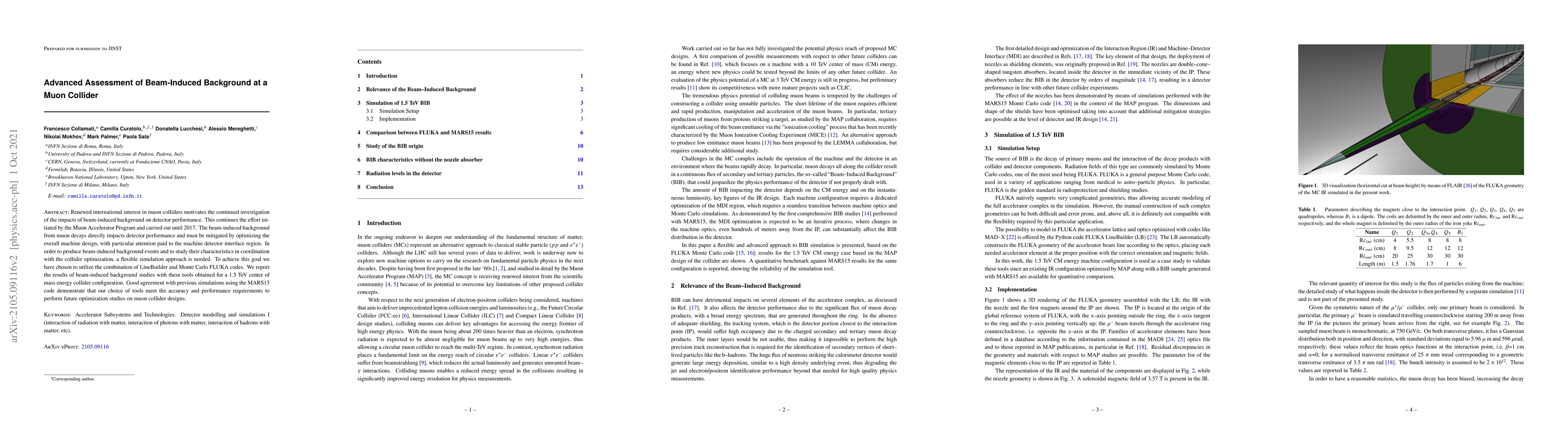 Thumbnail for Advanced assessment of Beam Induced Background at a Muon Collider