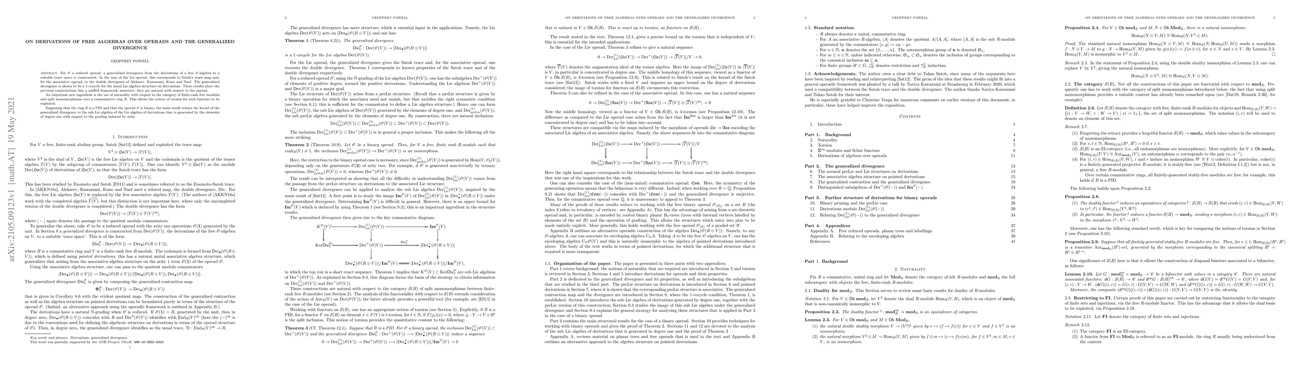 Thumbnail for On derivations of free algebras over operads and the generalized
  divergence