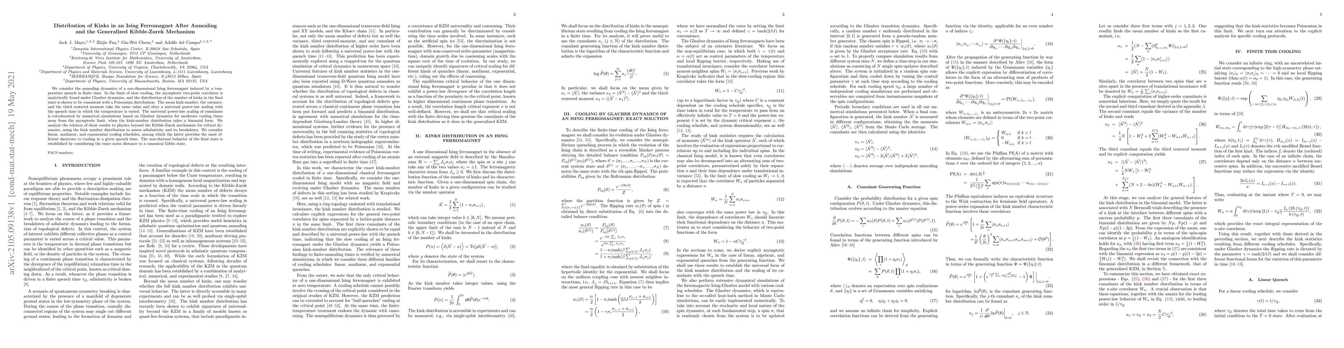 Thumbnail for Distribution of Kinks in an Ising Ferromagnet After Annealing and the
  Generalized Kibble-Zurek Mechanism