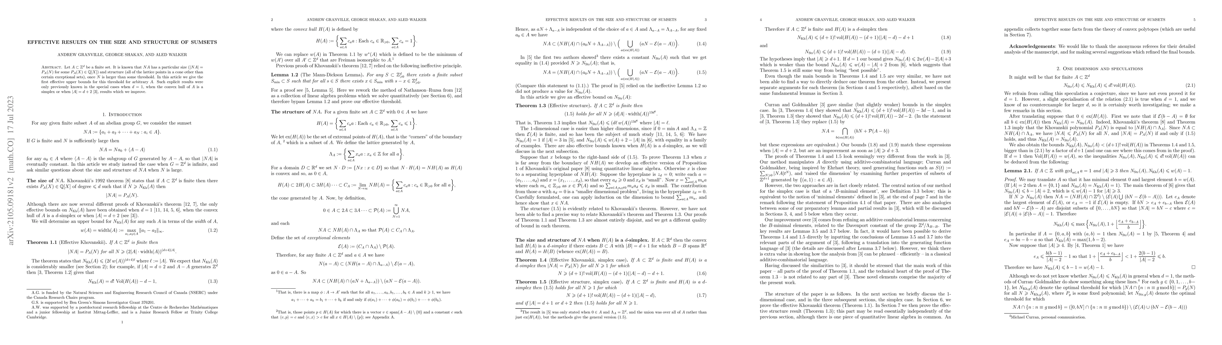 Thumbnail for Effective results on the size and structure of sumsets