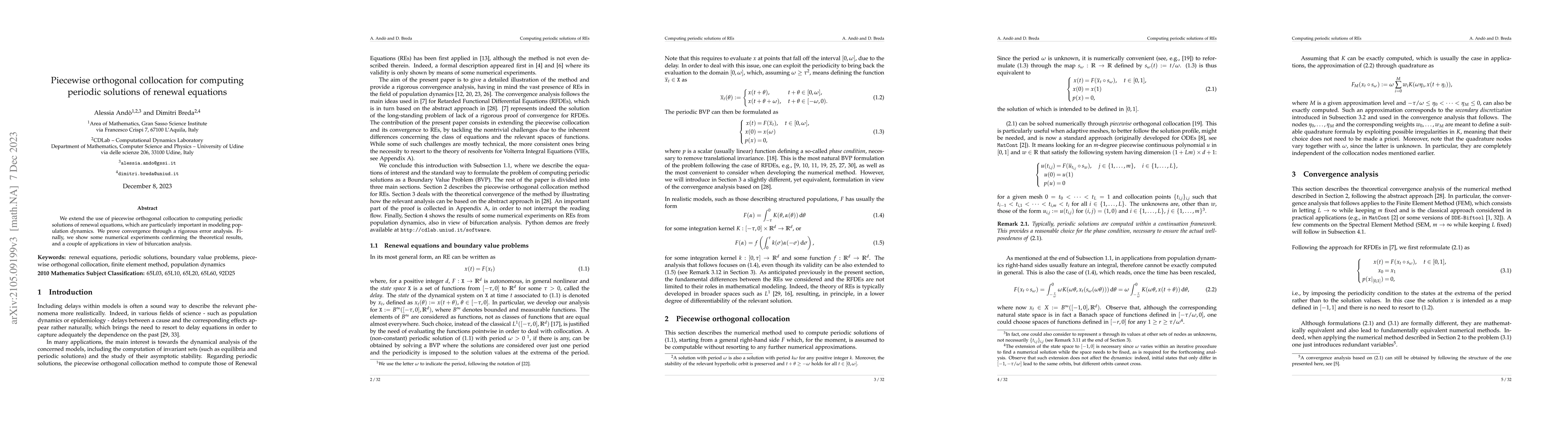 Thumbnail for Piecewise orthogonal collocation for computing periodic solutions of
  renewal equations
