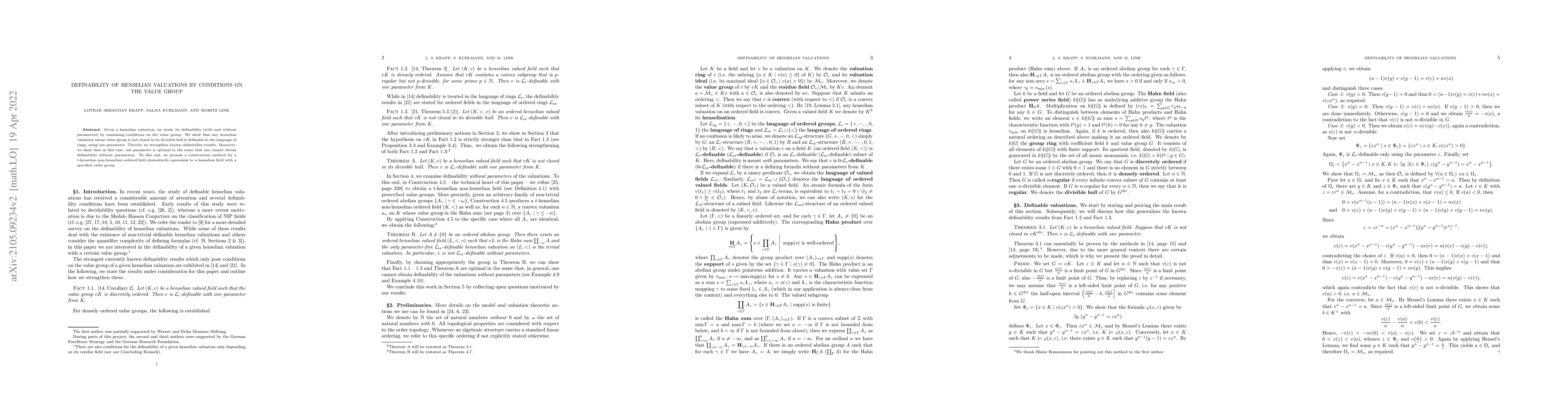 Thumbnail for Definability of henselian valuations by conditions on the value group