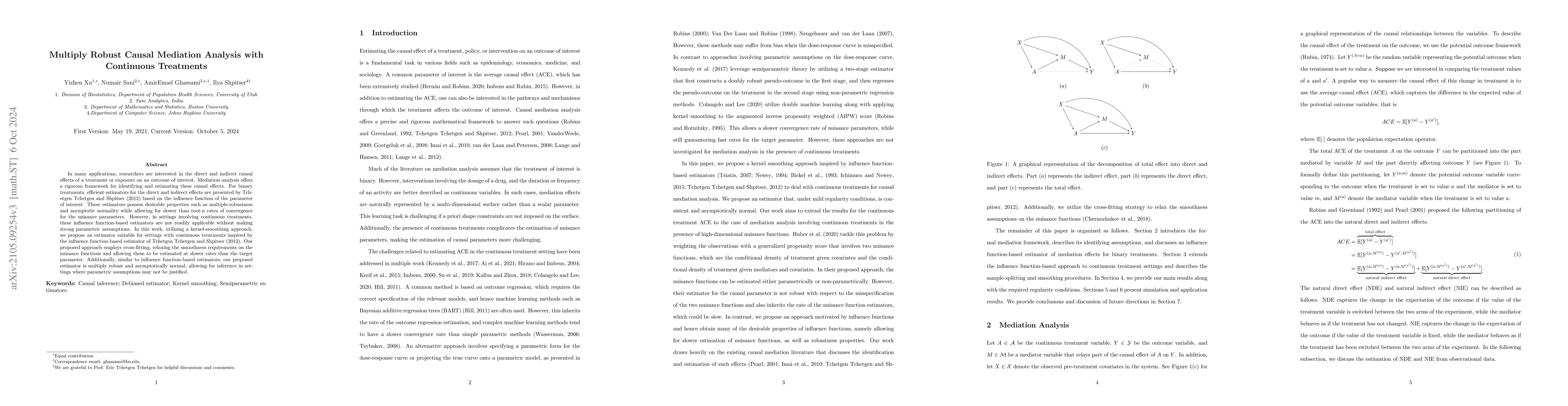 Thumbnail for Multiply Robust Causal Mediation Analysis with Continuous Treatments