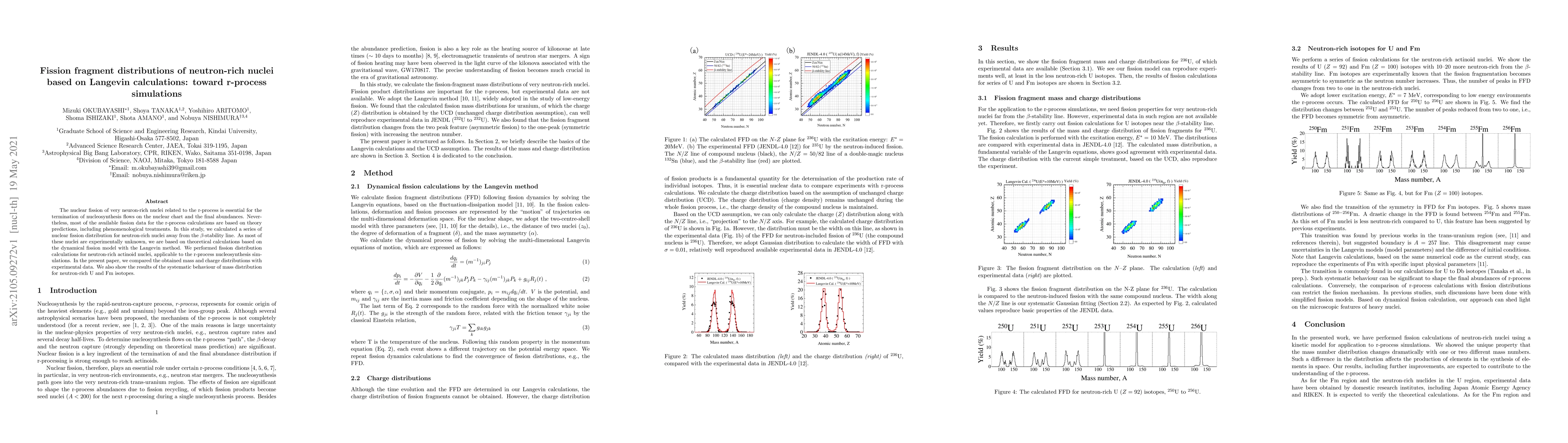 Thumbnail for Fission fragment distributions of neutron-rich nuclei based on Langevin
  calculations: toward r-process simulations