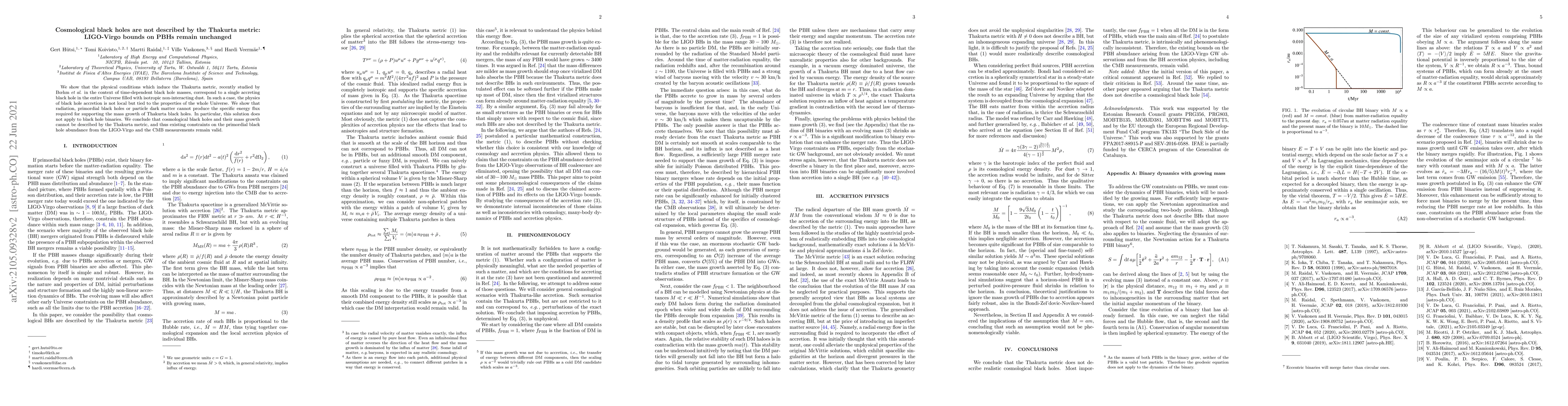 Thumbnail for Cosmological black holes are not described by the Thakurta metric:
  LIGO-Virgo bounds on PBHs remain unchanged