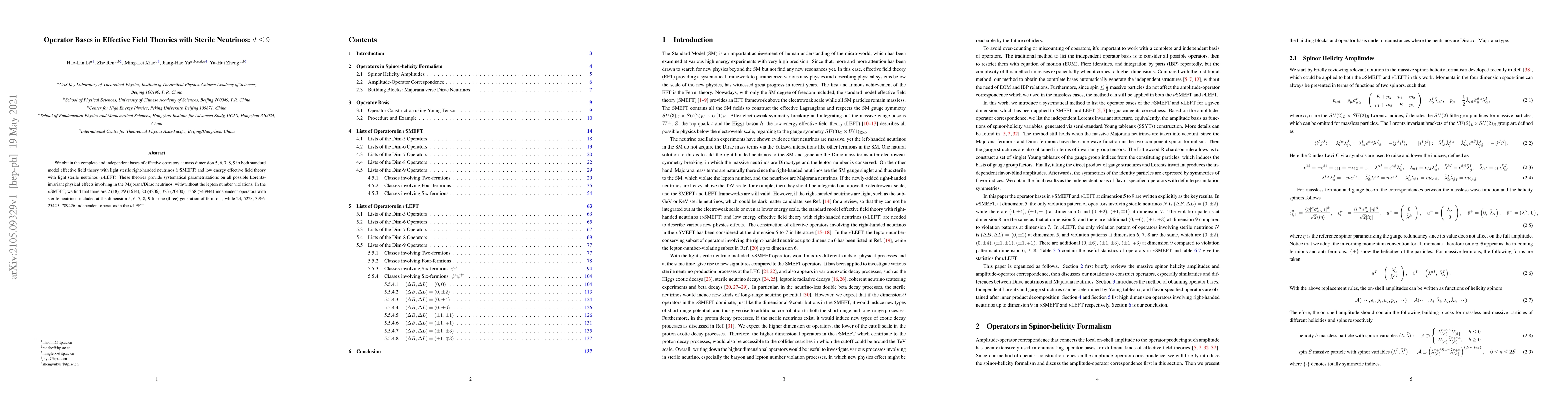 Thumbnail for Operator Bases in Effective Field Theories with Sterile Neutrinos: $d
  \leq 9$