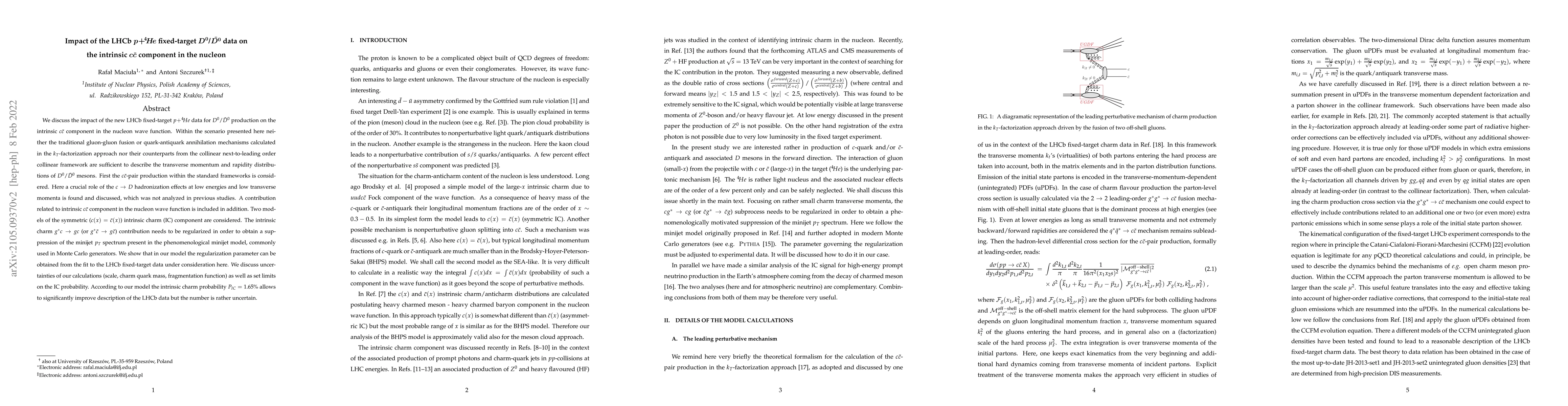 Thumbnail for Impact of the LHCb $p\!+\!\!^{4}\!H\!e$ fixed-target $D^0/\bar{D^0}$
  data on the intrinisic $c \bar c$ component in the nucleon