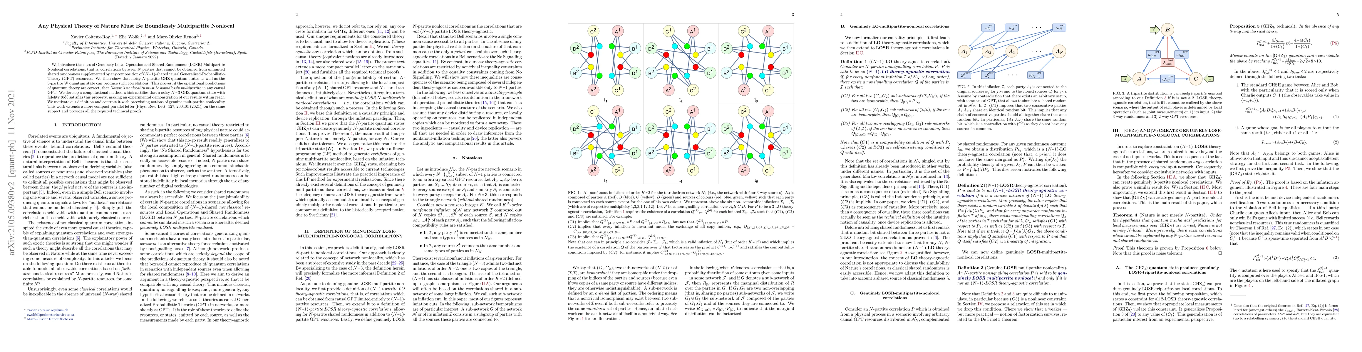 Thumbnail for Any Physical Theory of Nature Must Be Boundlessly Multipartite Nonlocal