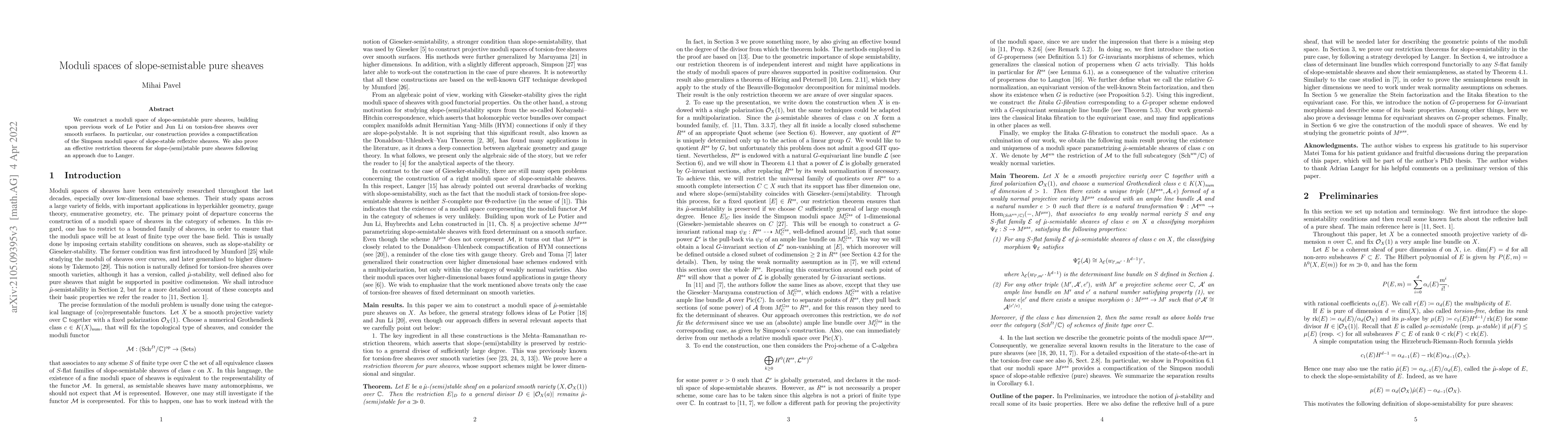 Thumbnail for Moduli spaces of slope-semistable pure sheaves