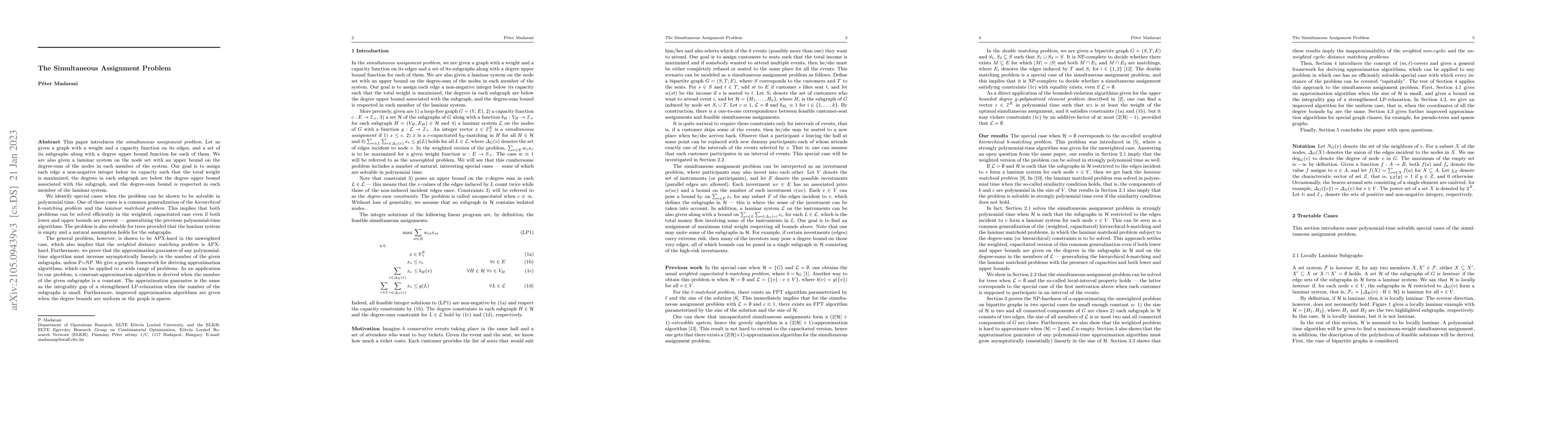 Thumbnail for The Simultaneous Assignment Problem