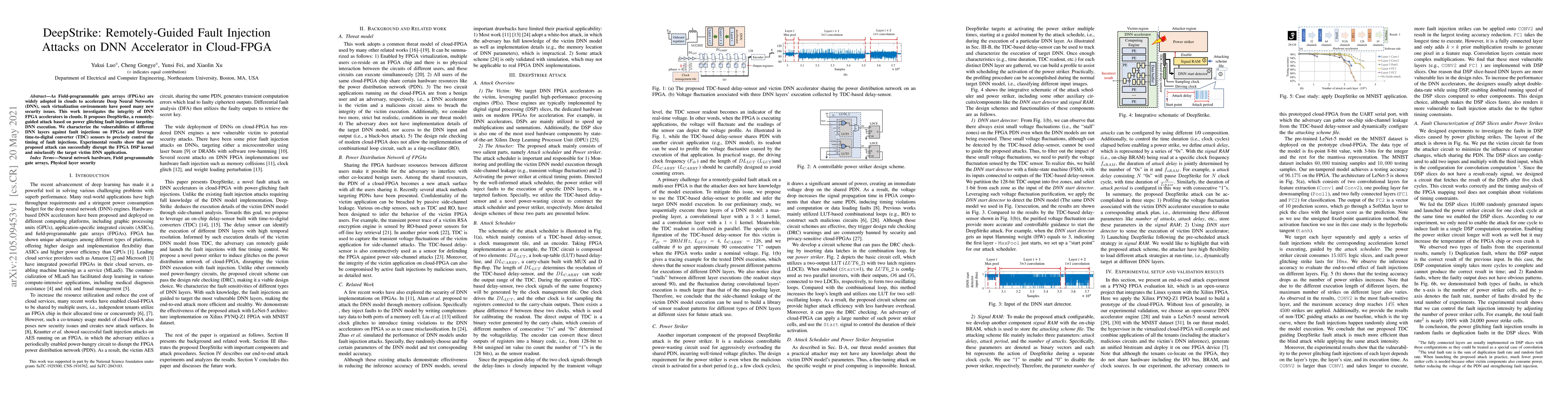 Thumbnail for DeepStrike: Remotely-Guided Fault Injection Attacks on DNN Accelerator
  in Cloud-FPGA