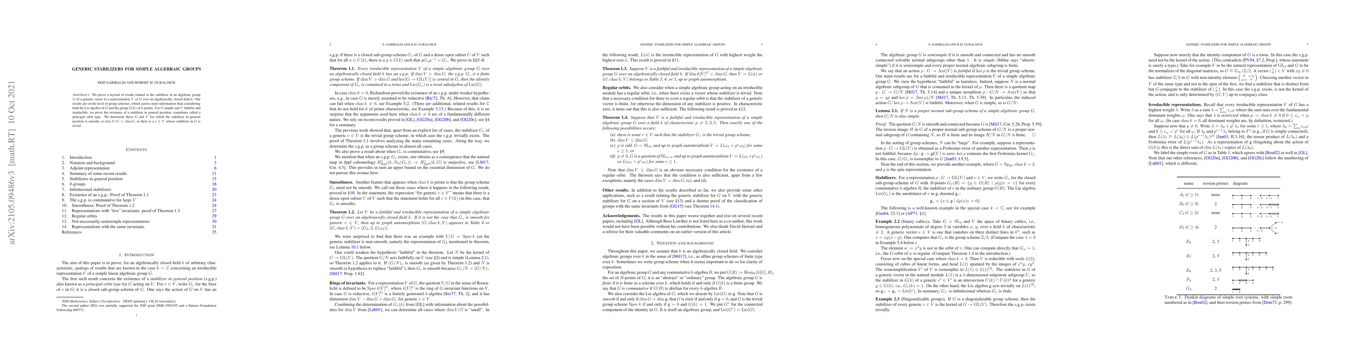 Thumbnail for Generic stabilizers for simple algebraic groups