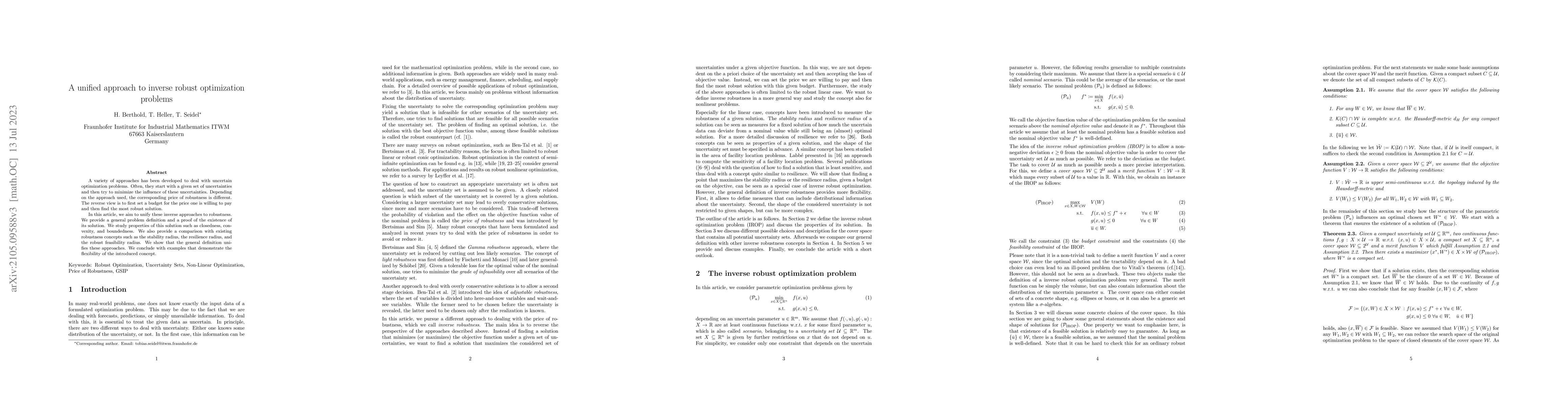 Thumbnail for A unified approach to inverse robust optimization problems