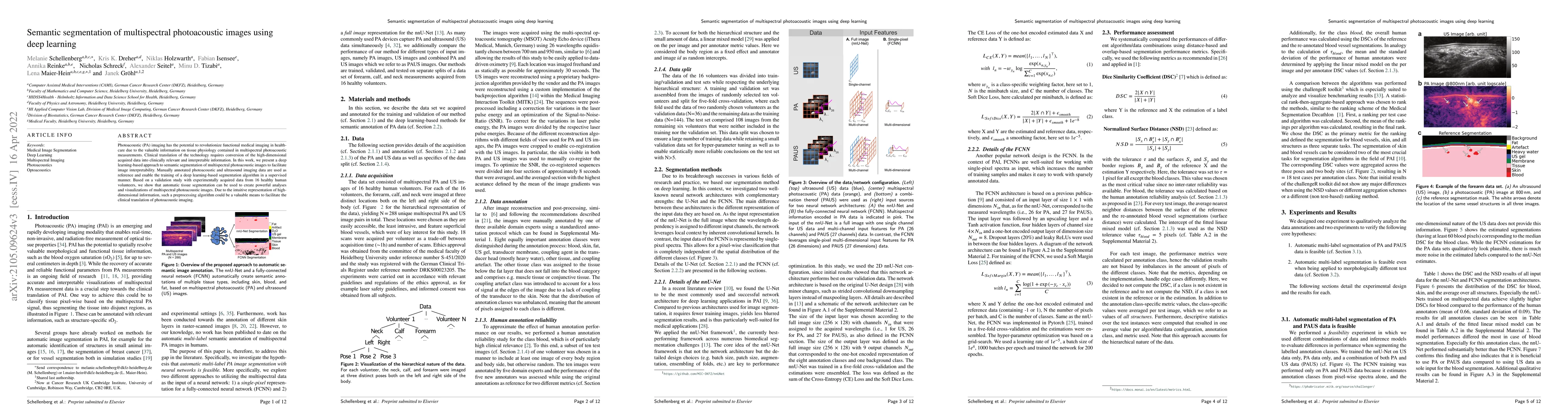 Thumbnail for Semantic segmentation of multispectral photoacoustic images using deep
  learning