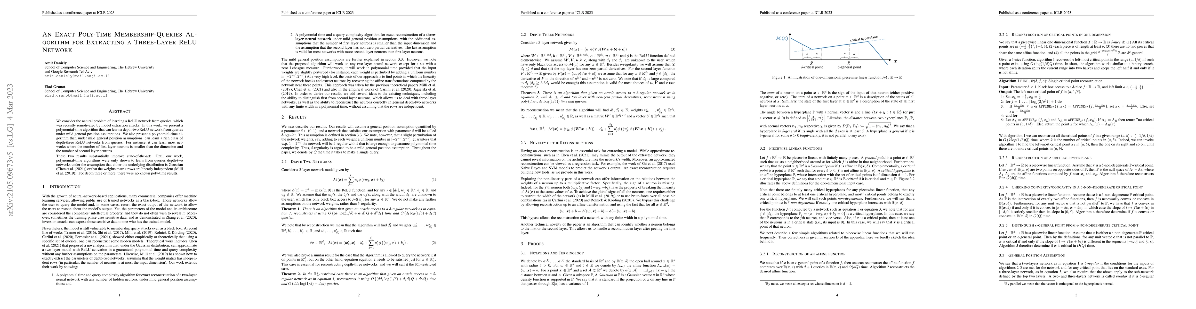 Thumbnail for An Exact Poly-Time Membership-Queries Algorithm for Extraction a
  three-Layer ReLU Network
