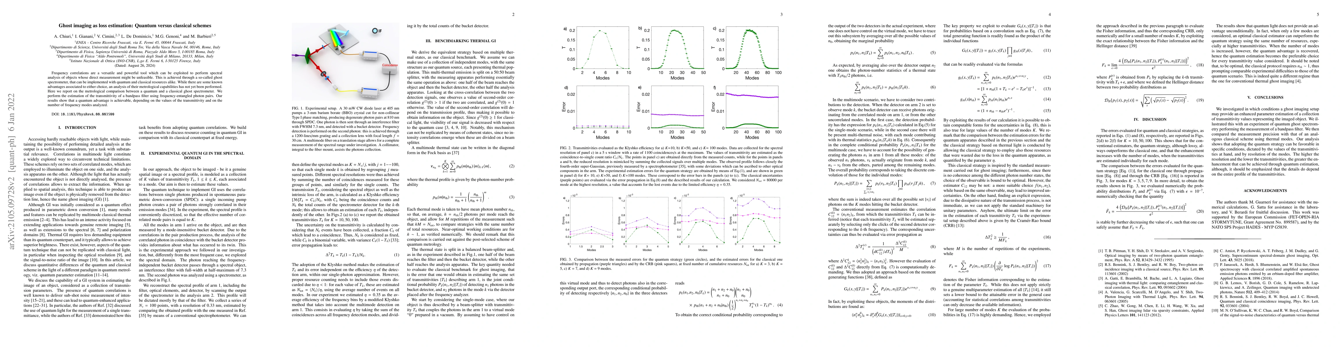 Thumbnail for Ghost imaging as loss estimation: Quantum versus classical schemes