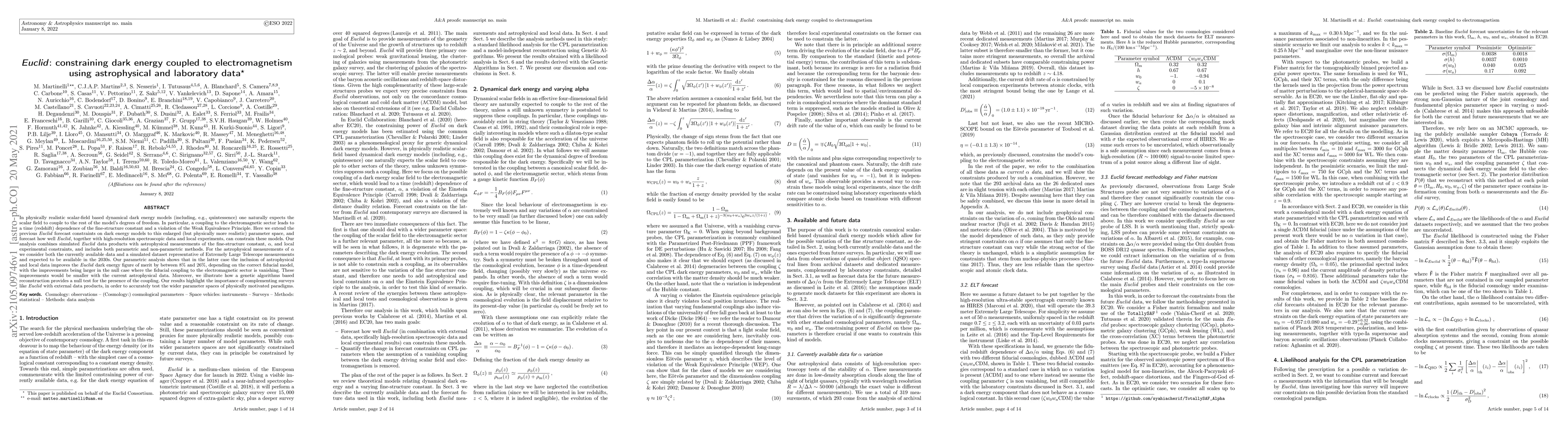 Thumbnail for Euclid: constraining dark energy coupled to electromagnetism using
  astrophysical and laboratory data