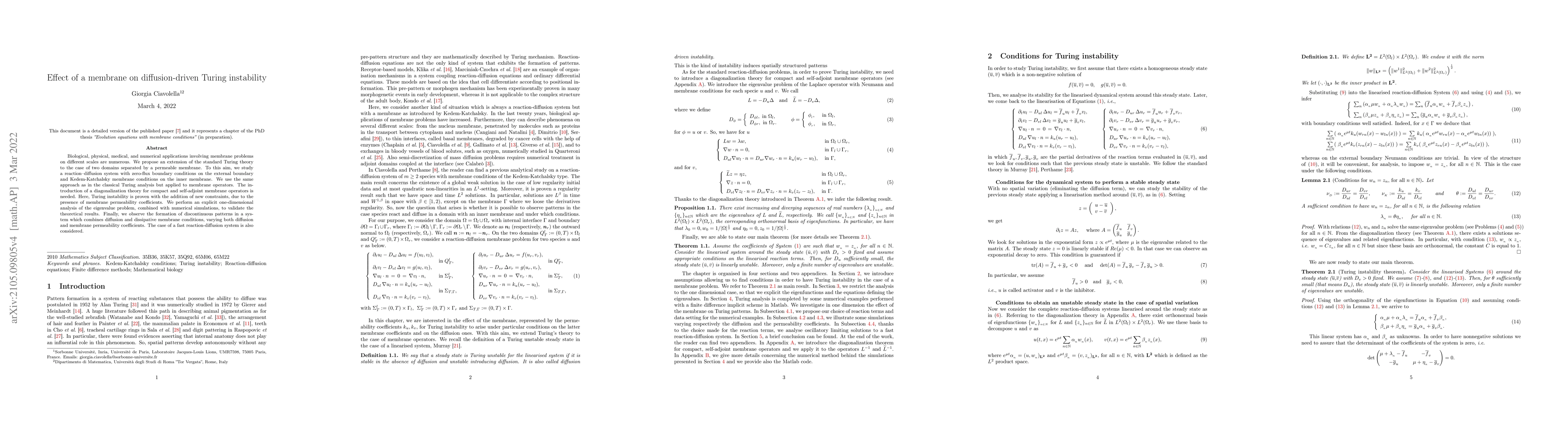 Thumbnail for Effect of a membrane on diffusion-driven Turing instability