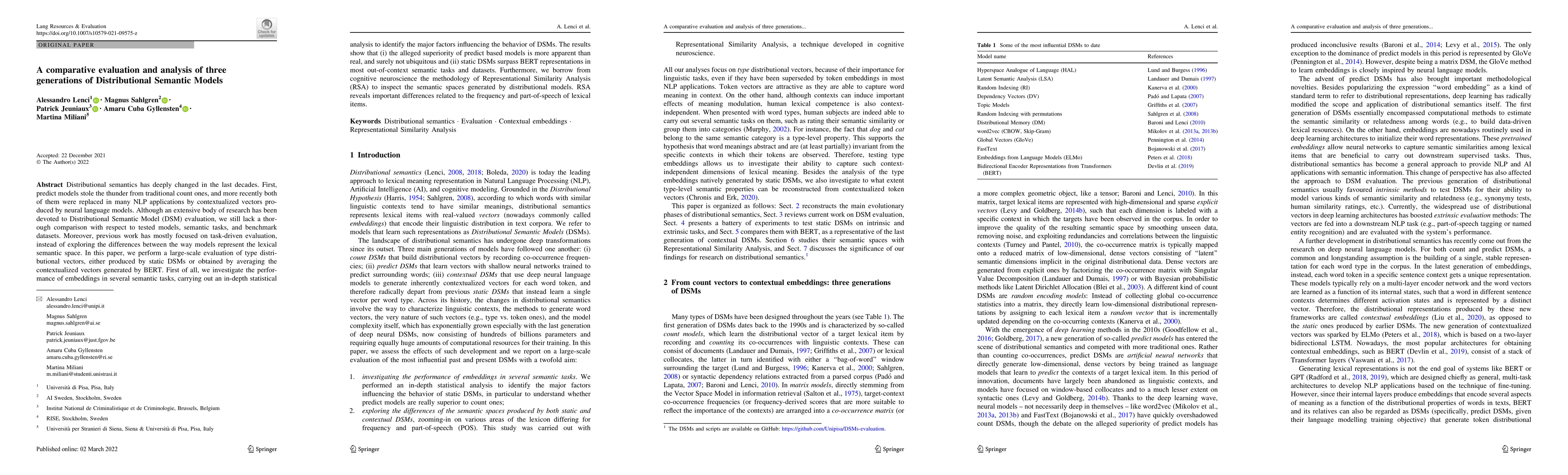 Thumbnail for A comparative evaluation and analysis of three generations of
  Distributional Semantic Models