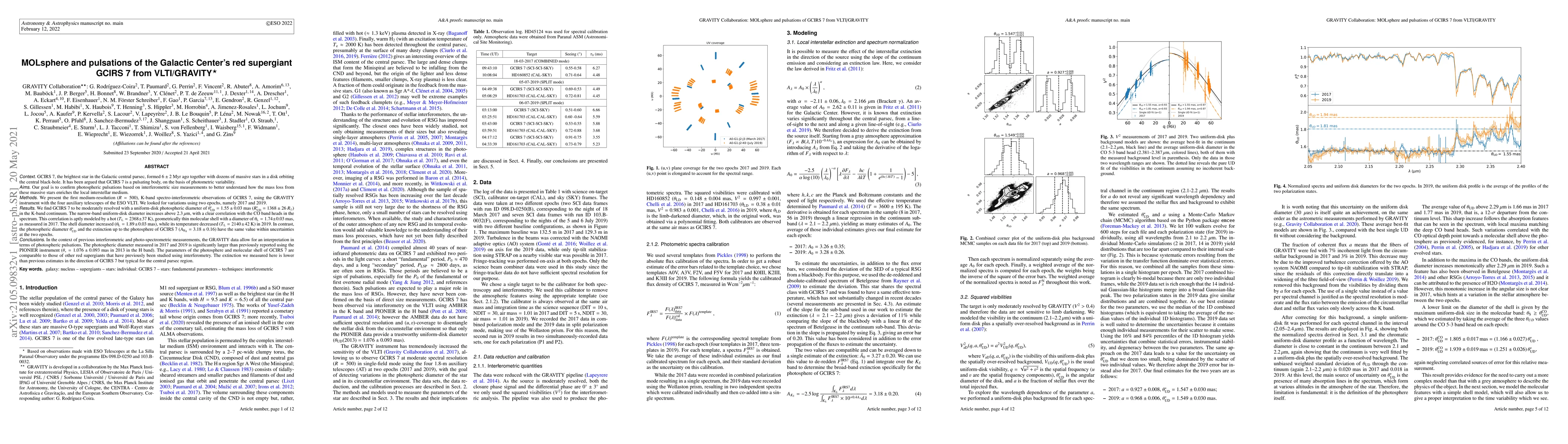 Thumbnail for MOLsphere and pulsations of the Galactic Center's red supergiant GCIRS 7
  from VLTI/GRAVITY