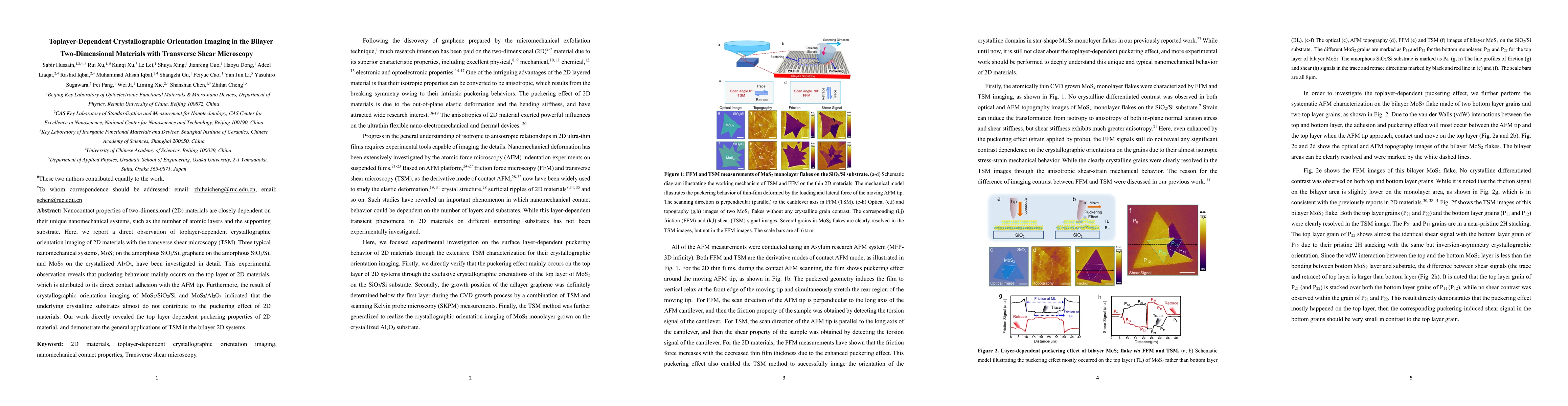 Thumbnail for Toplayer-Dependent Crystallographic Orientation Imaging in the Bilayer
  Two-Dimensional Materials with Transverse Shear Microscopy
