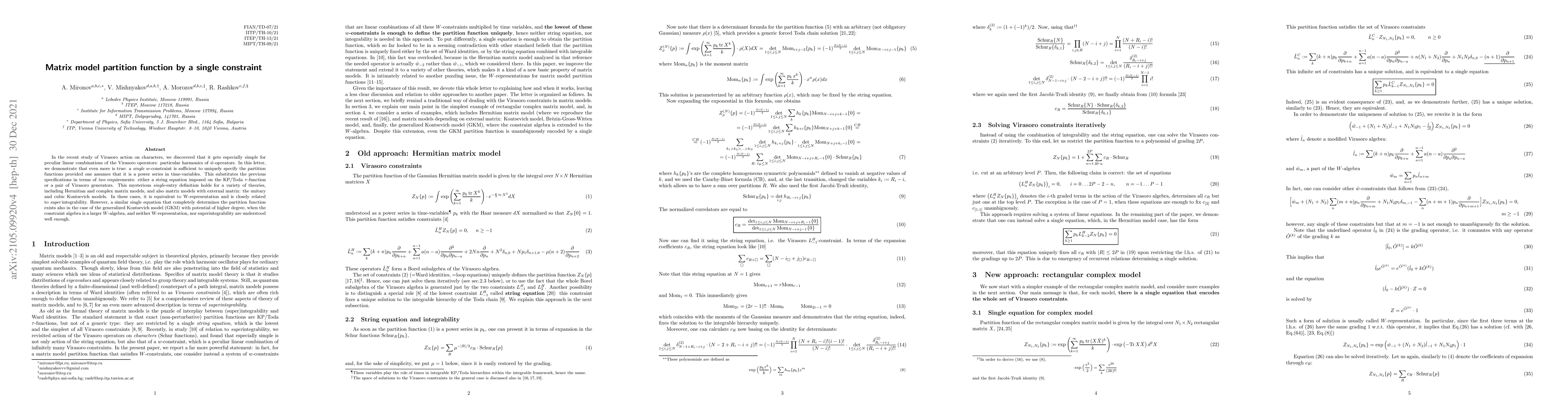Thumbnail for Matrix model partition function by a single constraint