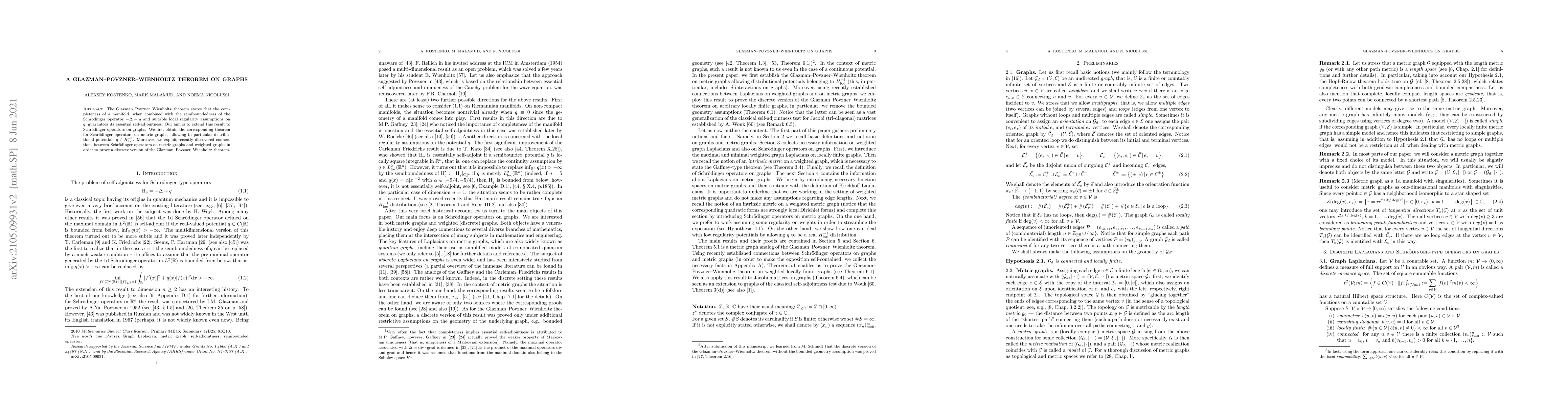 Thumbnail for A Glazman-Povzner-Wienholtz Theorem on graphs