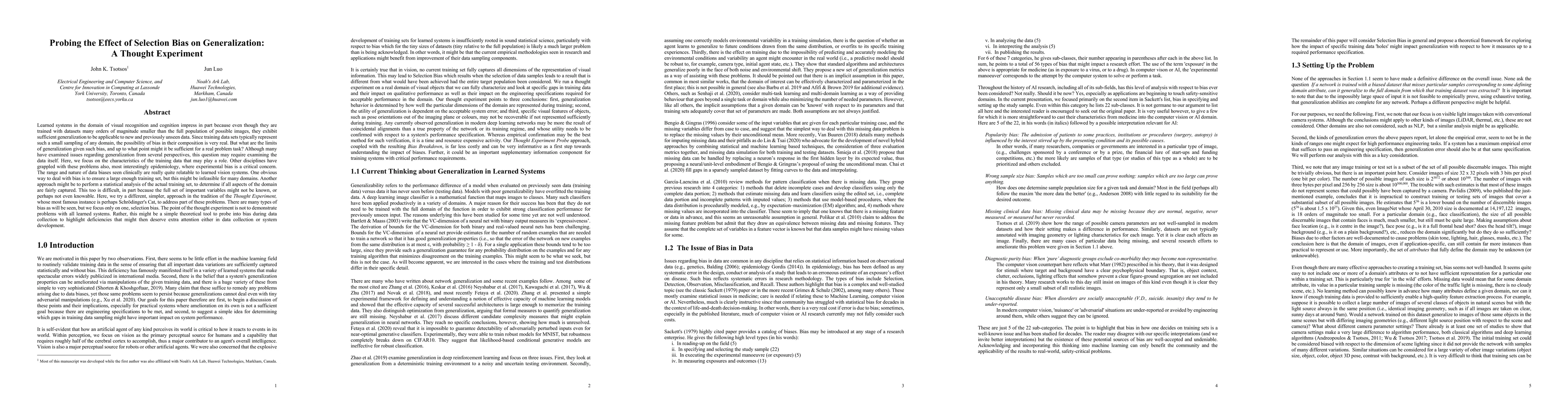 Thumbnail for Probing the Effect of Selection Bias on Generalization: A Thought
  Experiment